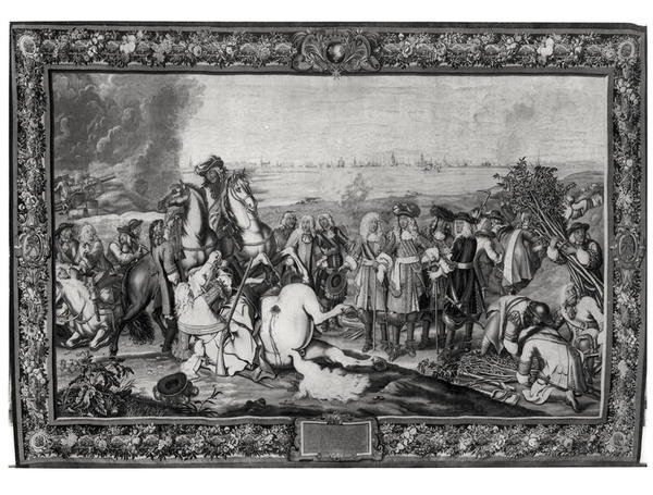 Ludvig XIV (1638-1715) ved belejringen af Douai, juli 1667, Gobelins Workshop af Charles attr. to Le Brun