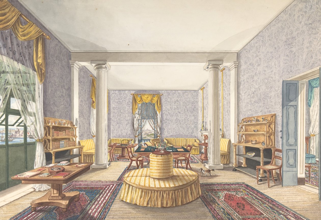 Design til interiør, ca. 1830. af Charles de Brocktorff