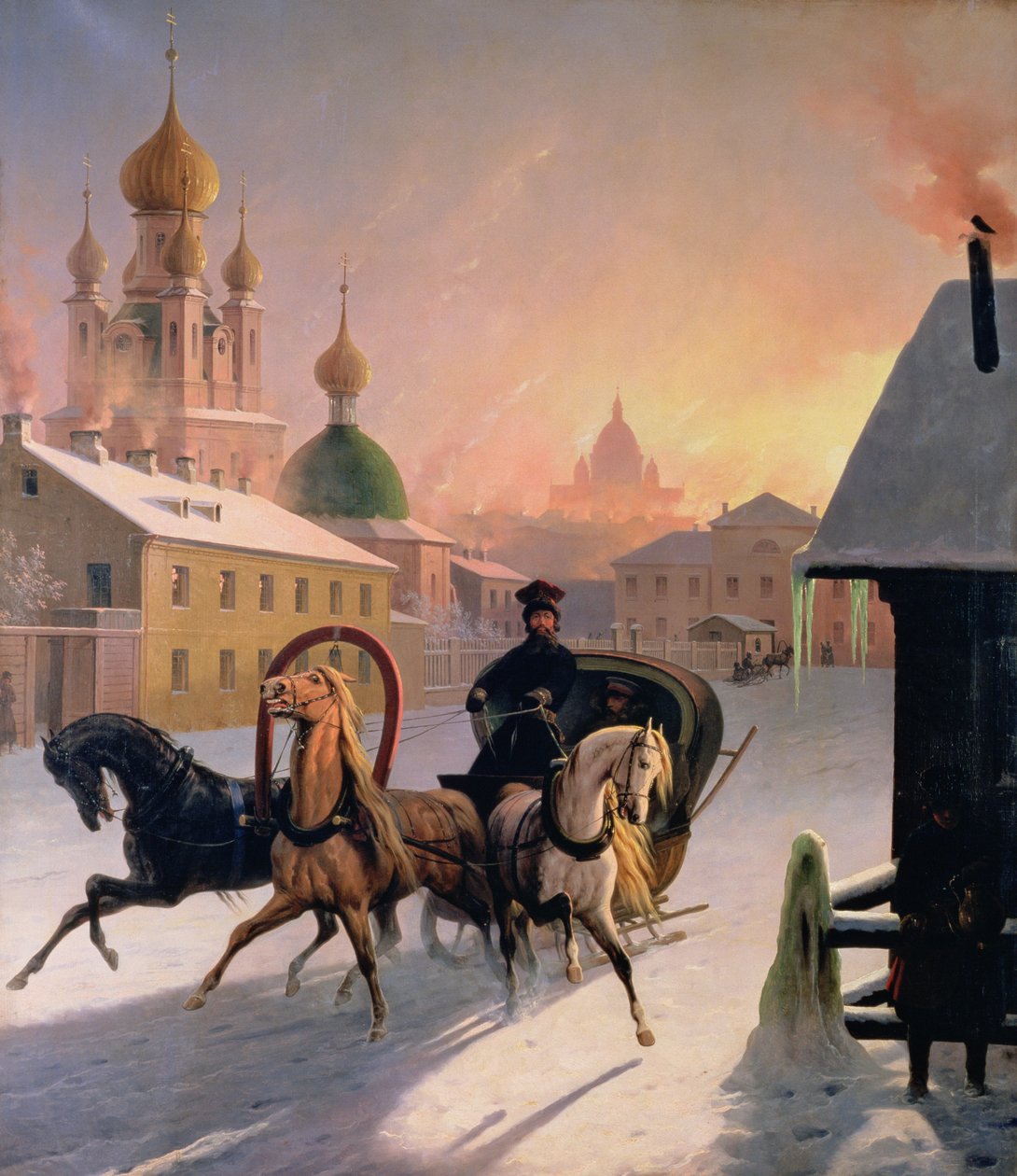 Trojka på gaden i Sankt Petersborg, 1850
