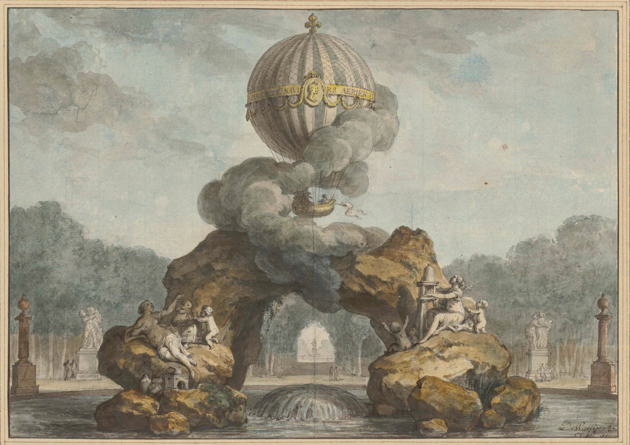Projekt af en springvandsdekoration med en Charlière, 1783. af Charles de Wailly