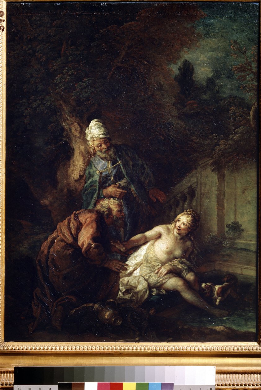 Susanna og de ældste. Maleri af Charles de La Fosse (1636-1716), efter 1700. Olie på lærred. Barok kunst. Museum of Fine Arts, Pushkin, Moskva af Charles de la Fosse