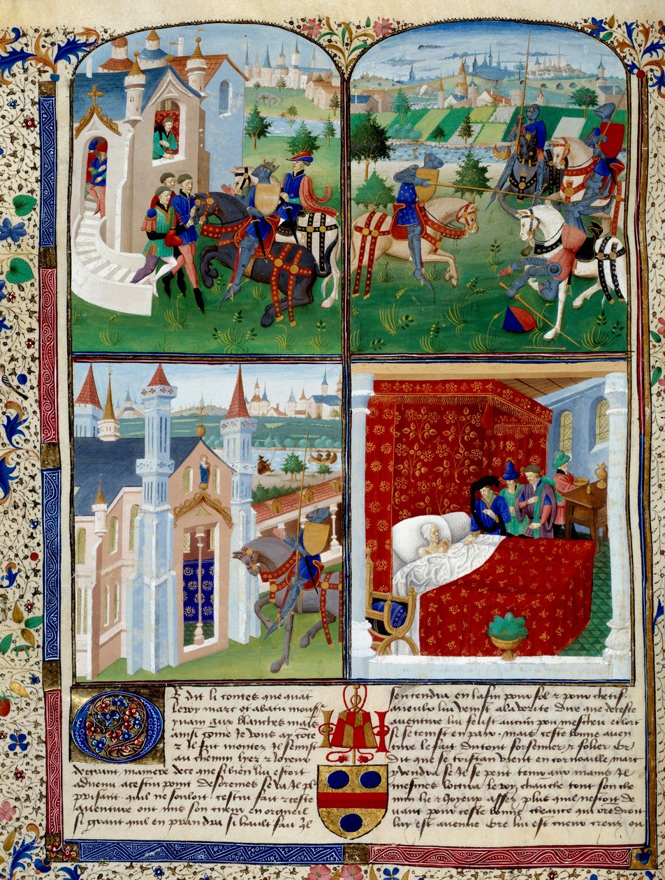 Illustration af Tristans roman: start, turnering og død. Miniature af Mesteren Dit De Charles Du Maine (ca. 1450 - 1460). Chantilly, Musee Conde af Charles du Maine Master