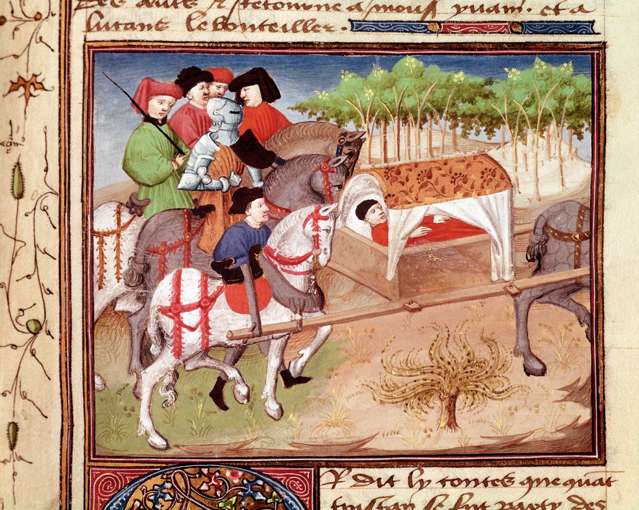 Lucan-sår af Tristan Miniature taget fra "" Romanesque du Chevalier Tristan"" af mesteren Charles de Maine (Beroul-version) af Charles du Maine Master