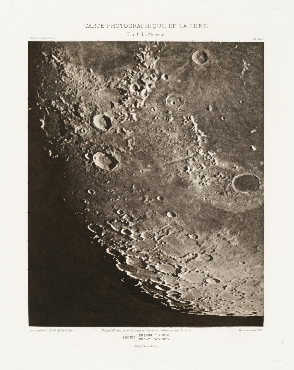 Carte photographique de la lune, planche X.A (Fotografisk kort over månen, planche X.A),7. oktober af Charles le Morvan