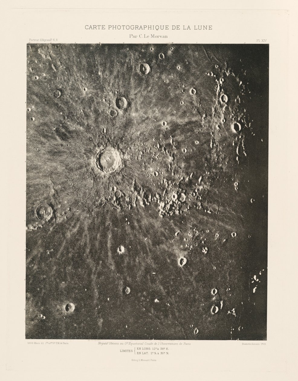 Fotografisk kort over månen, plade XIV, 22. marts af Charles le Morvan