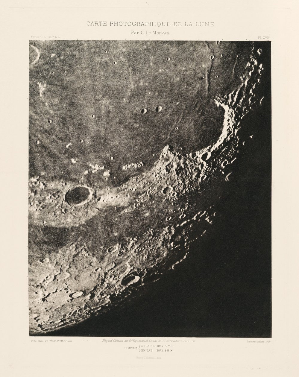 Fotografisk kort over månen, plade XVII, 22. marts af Charles le Morvan