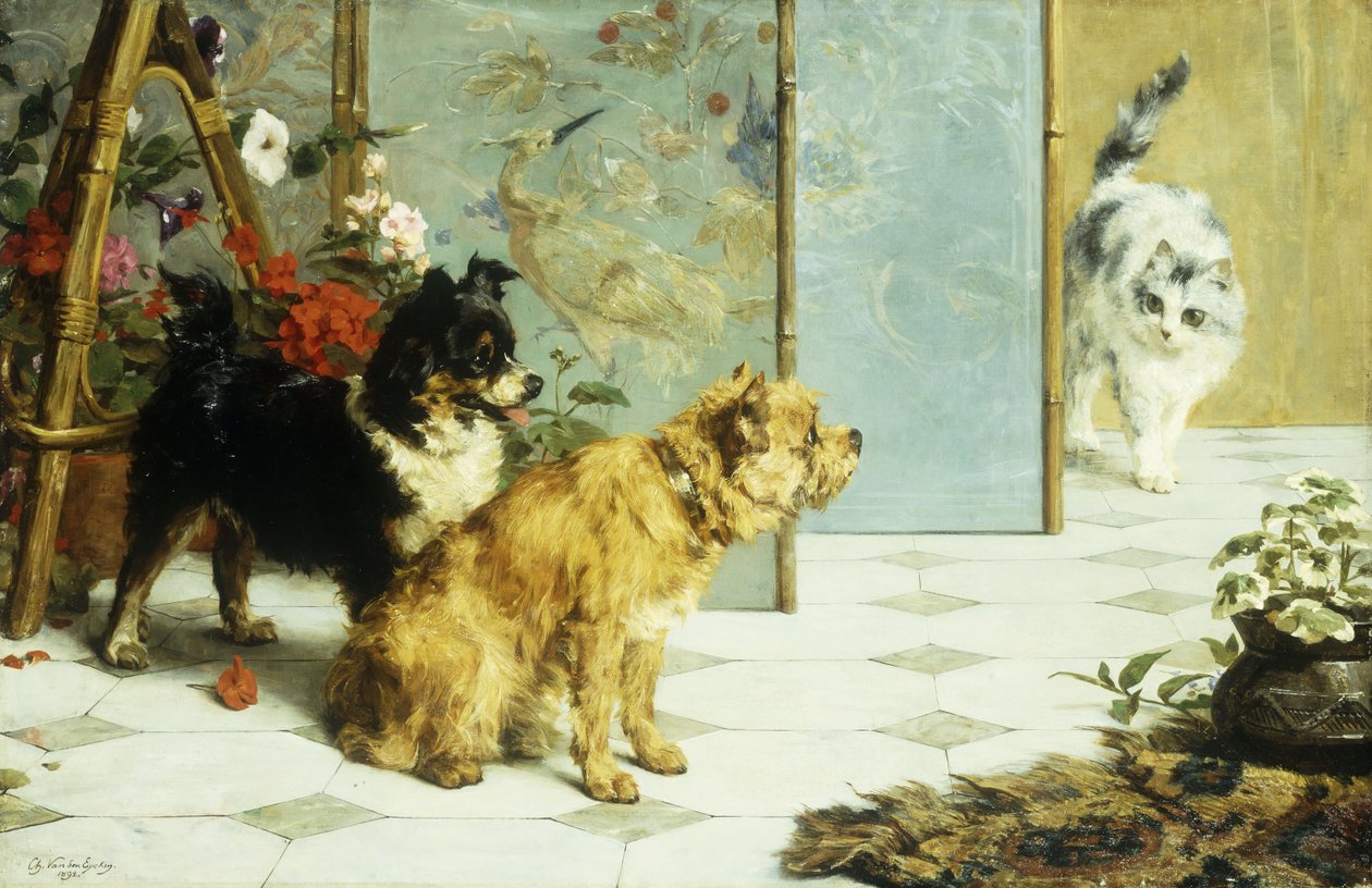 Legefulde venner, 1892 af Charles van den Eycken