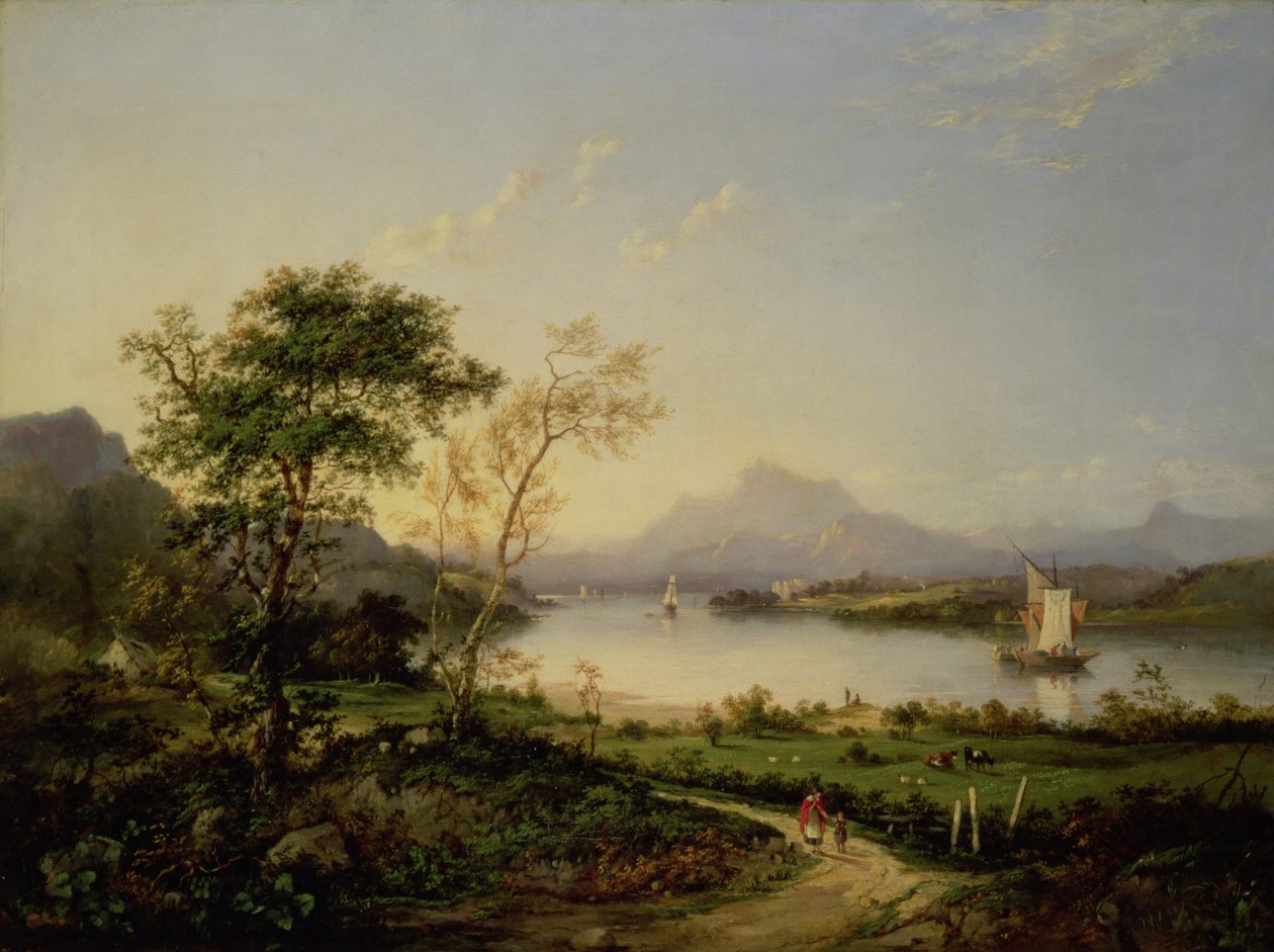 En udsigt fra Elcho Castle, der ser mod Ben Lawers af Charlotte Nasmyth