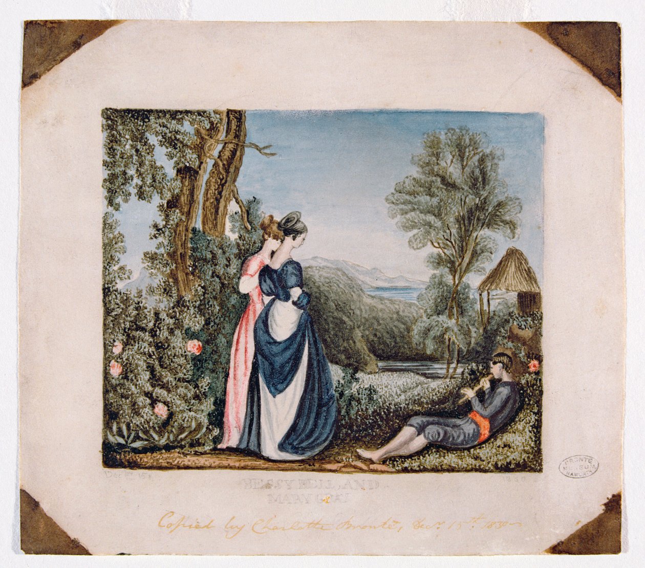 Bessy Bell & Mary Grey, 1830 (wc på papir) af Charlotte Bronte