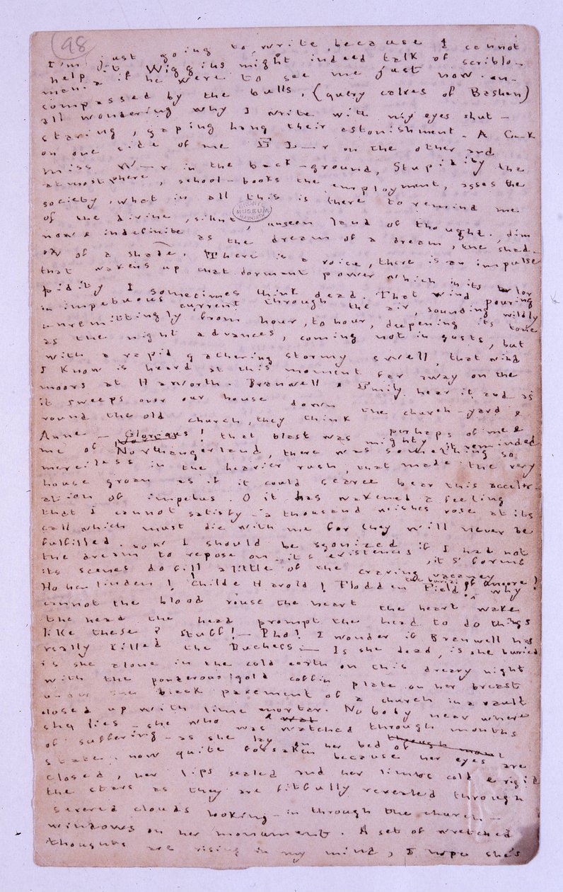 Side fra Roe Head Journal, 11. august 1886 af Charlotte Bronte