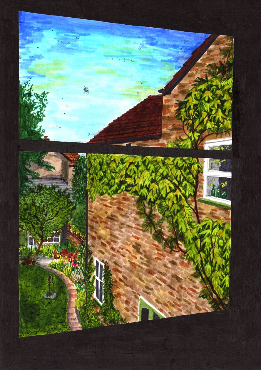 A View through my Window, 2020 (pensel på papir) af Charlotte Orr