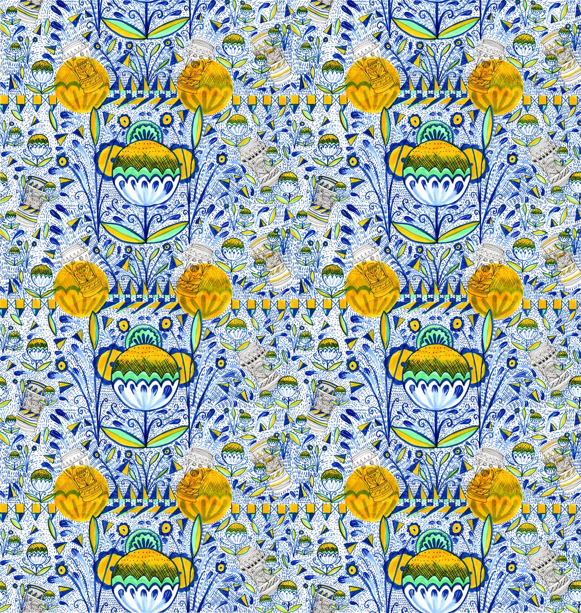 Ashmolean Museum Pattern Design, 2020 (pensel og kuglepenne) af Charlotte Orr
