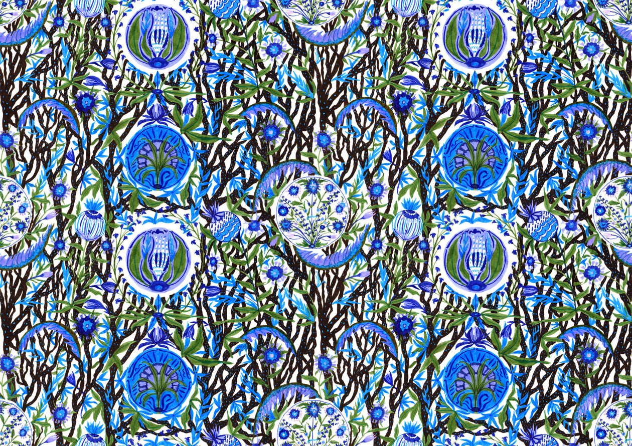 Ashmolean Museum Pattern Design #2, 2020 (pensel og kuglepenne) af Charlotte Orr