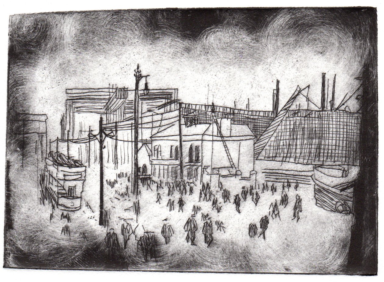 Belfast Docks, 2015 (tørpunktsætsning og digital) af Charlotte Orr