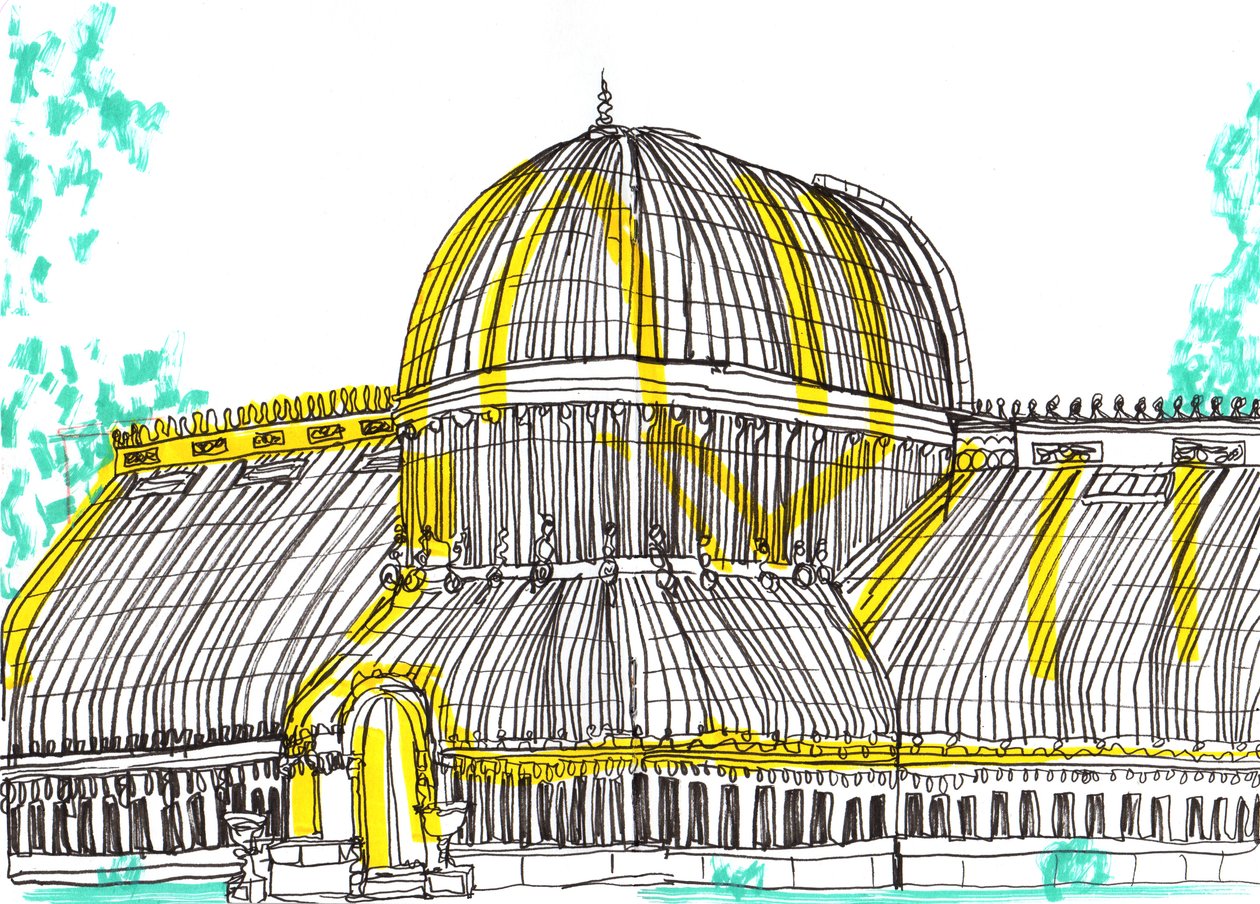 Botanic Gardens, Belfast, 2021 (pen og akrylmarkør) af Charlotte Orr
