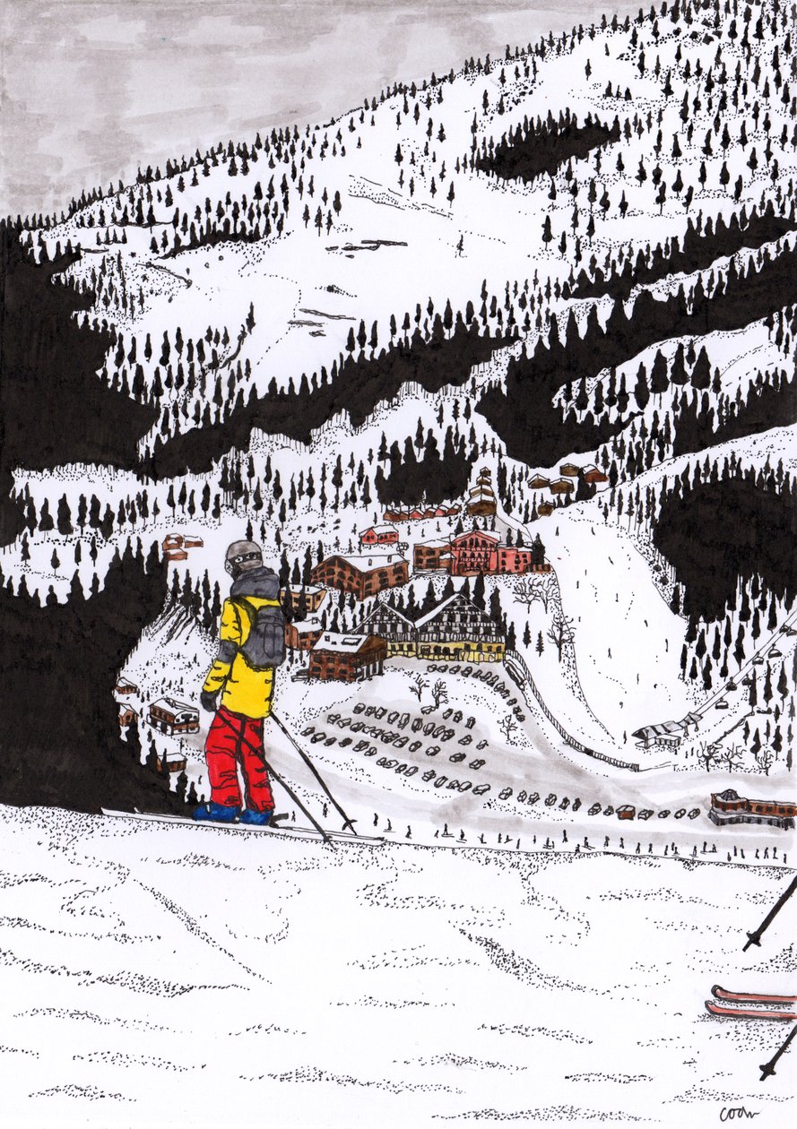 Hochfügen, 2020 (fin liner på papir) af Charlotte Orr