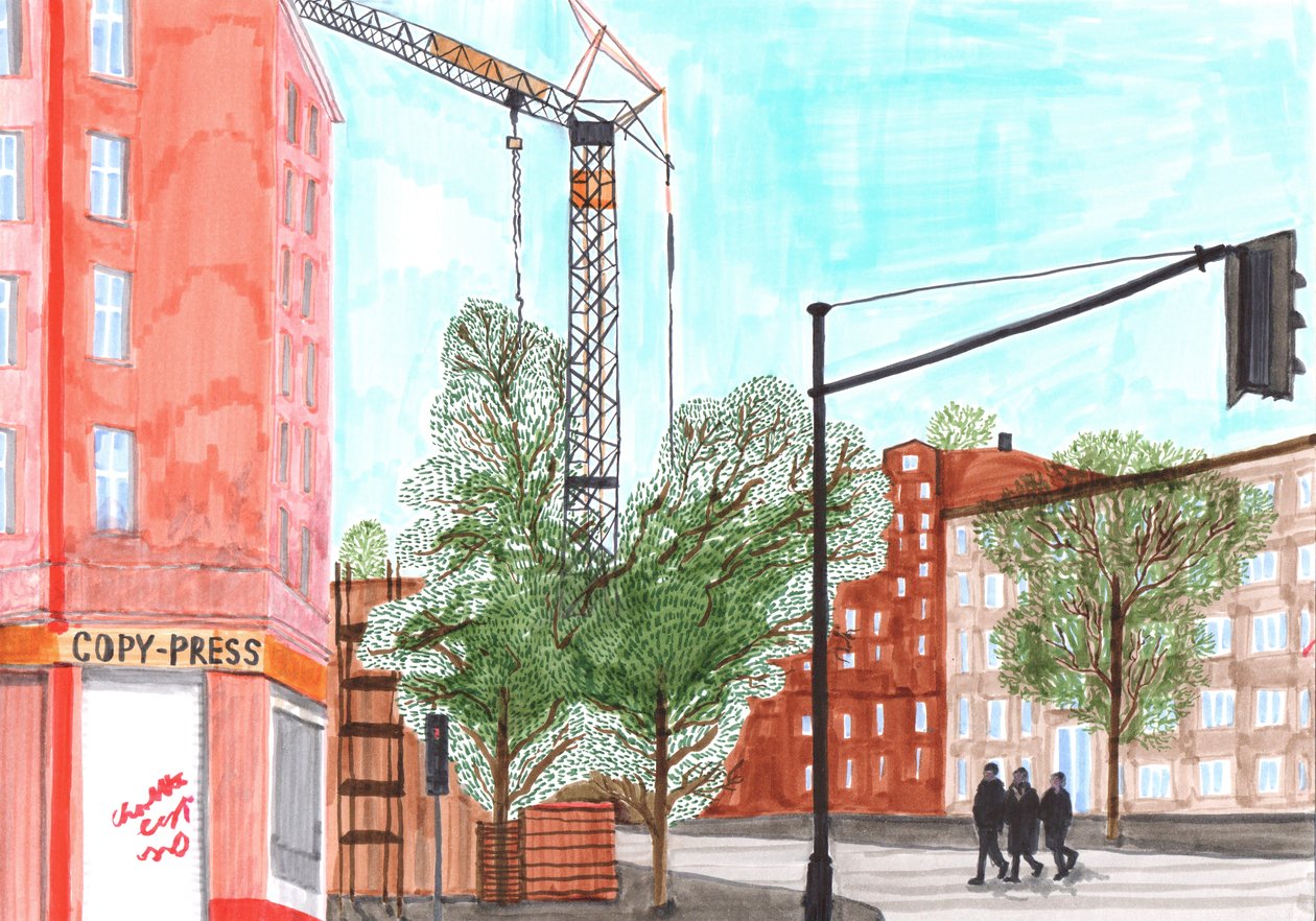 Koloniestraße, 2017 (penselpenne) af Charlotte Orr