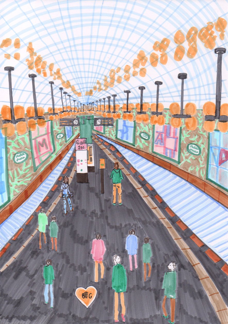 Märkisches Museum U-Bahn, 2017 (pensel) af Charlotte Orr