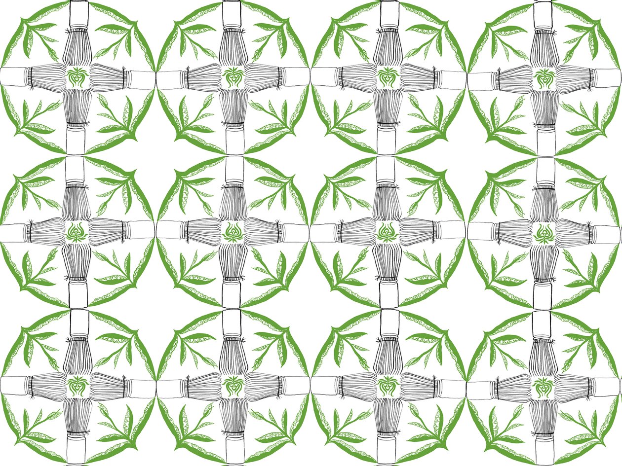 Matcha gentagelsesmønster, 2018 (pen og blæk) af Charlotte Orr