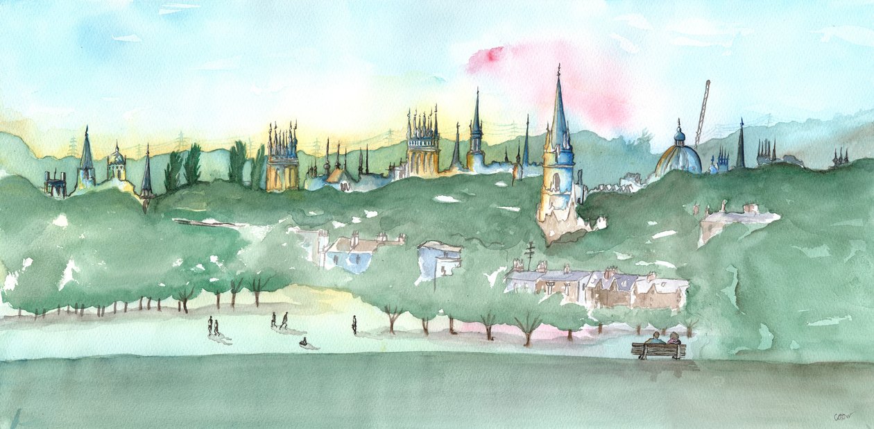 Oxford Spires, 2014 (akvarel) af Charlotte Orr