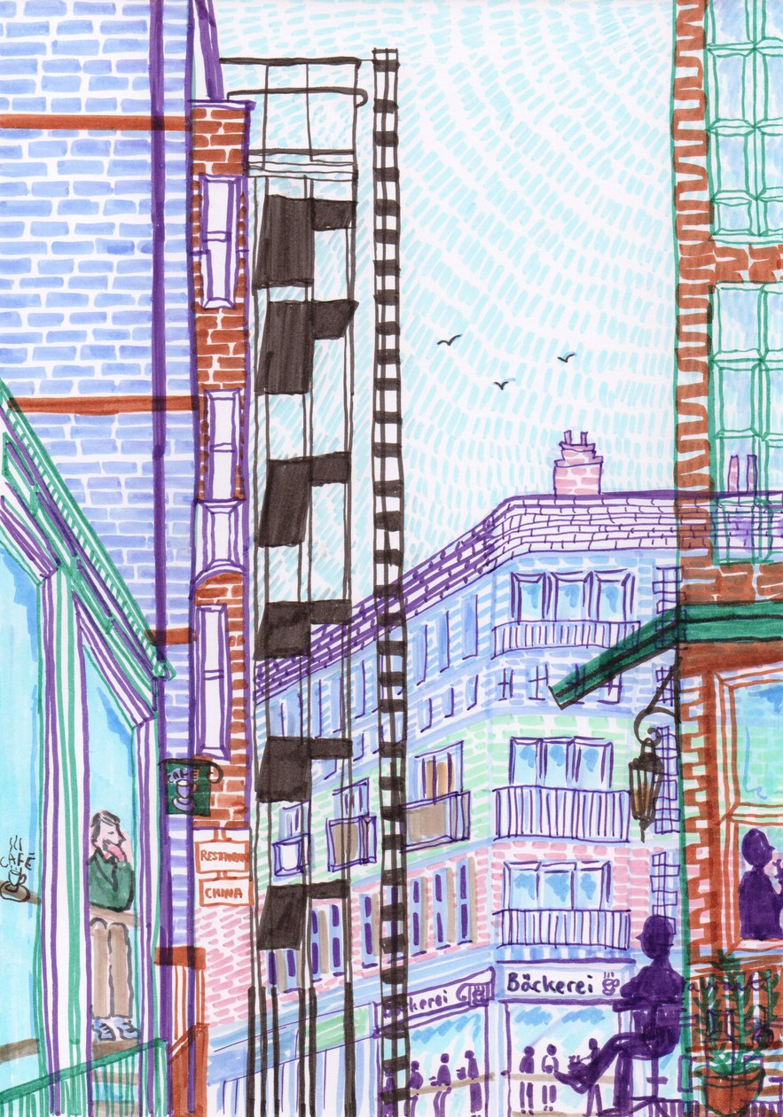 Prenzlauer Berg, 2017 (penselpenne) af Charlotte Orr