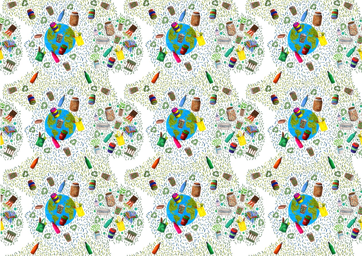 Papirkurvsdesign, 2020 (penselpenne og digital) af Charlotte Orr