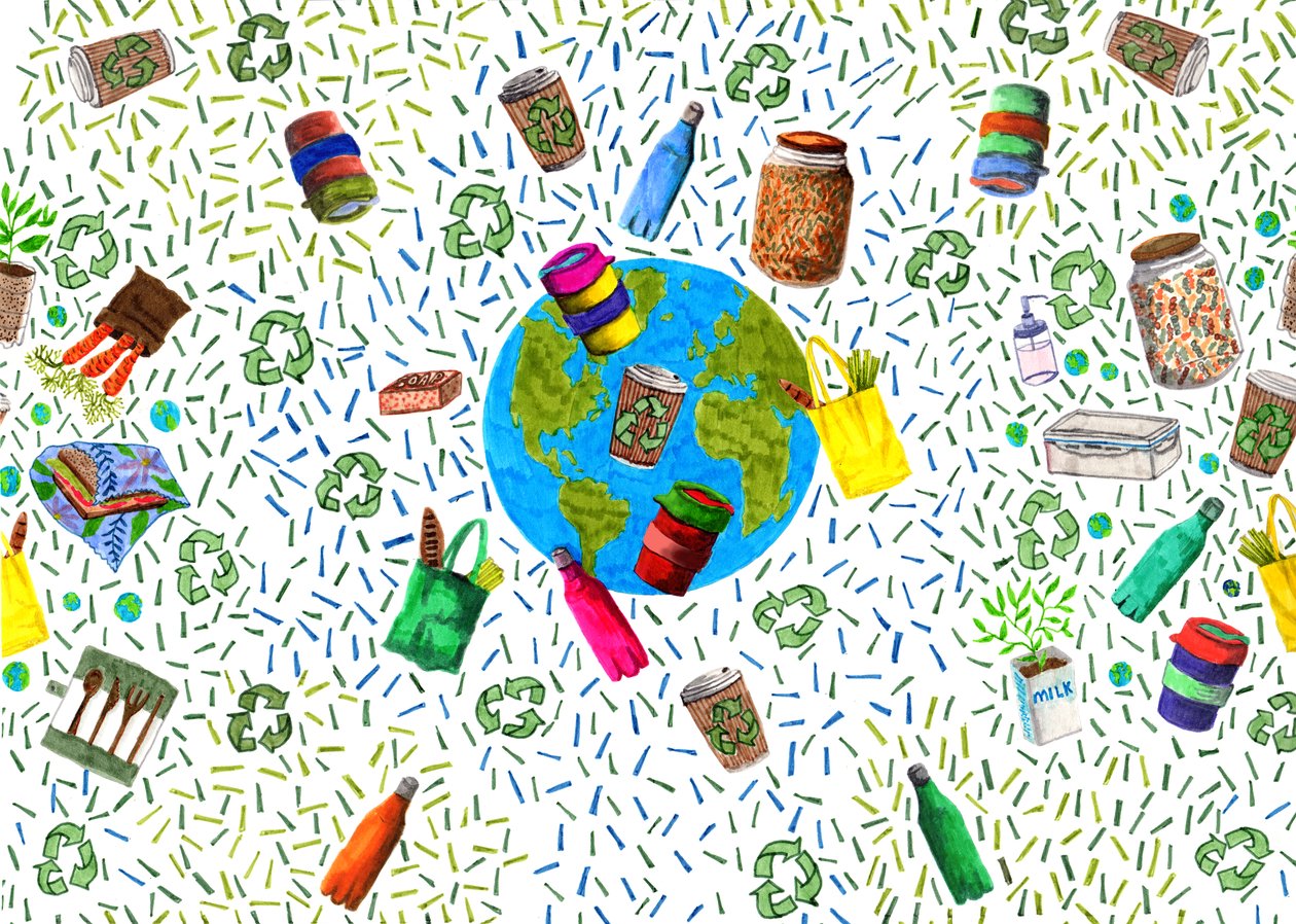 Papirkurvsdesign, 2020 (penselpenne og digital) af Charlotte Orr