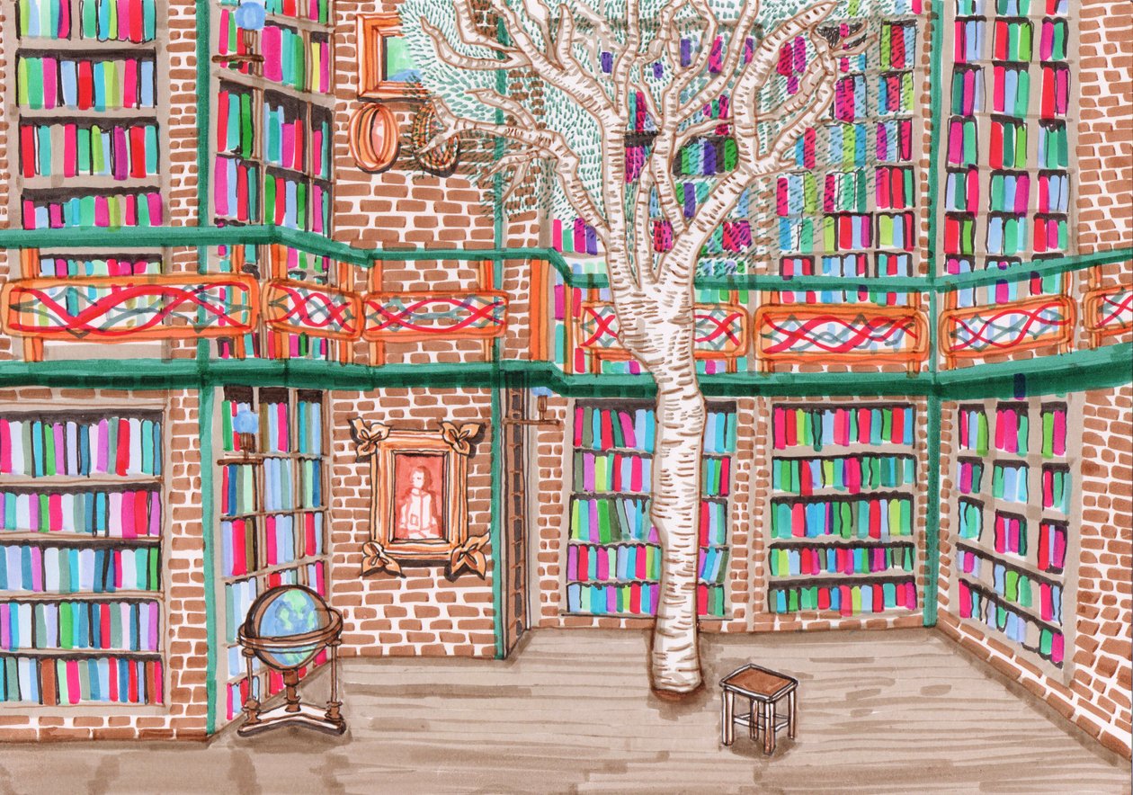 Tree Library, 2017 (penselpenne) af Charlotte Orr