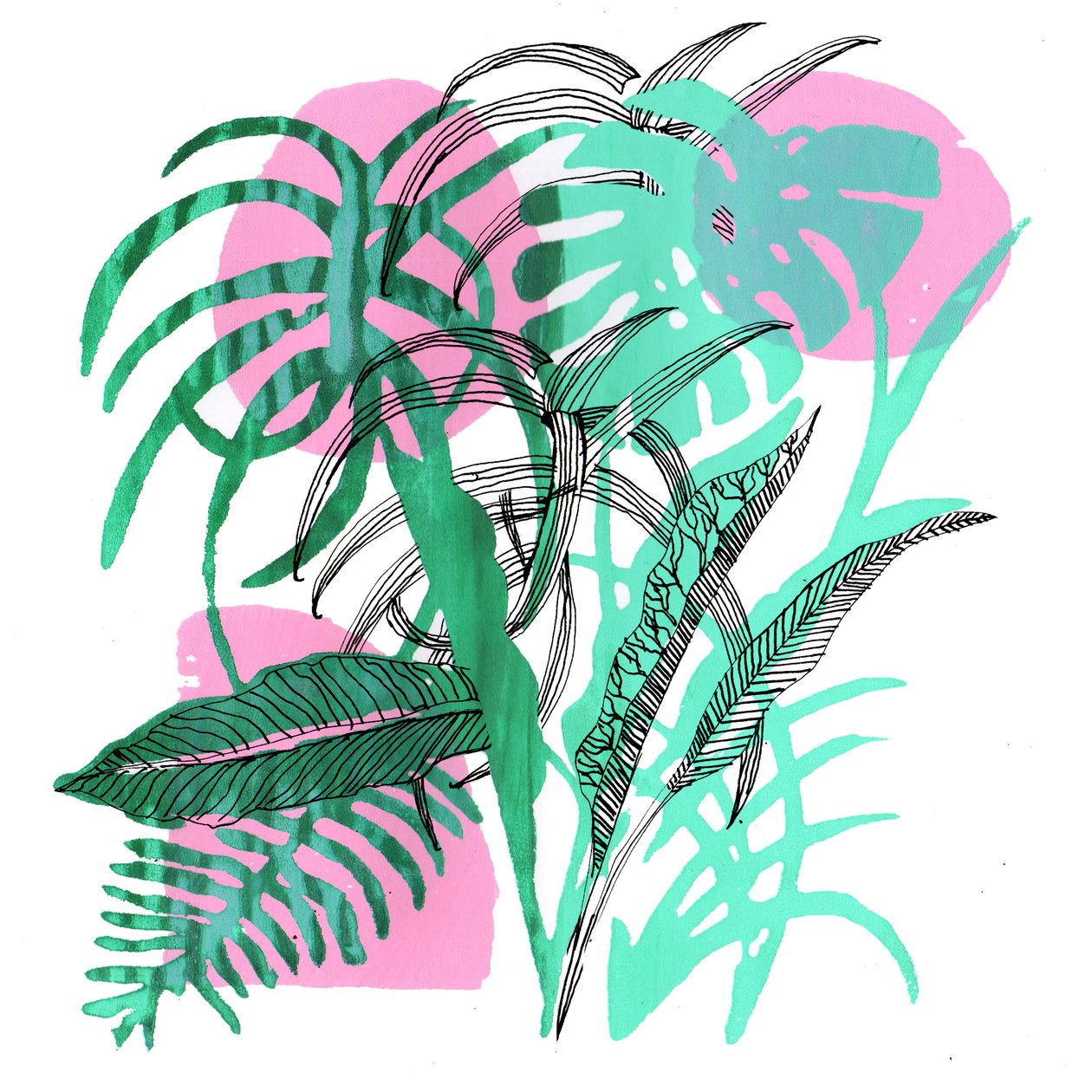 Tropical Plants, 2018 (screenprint) af Charlotte Orr