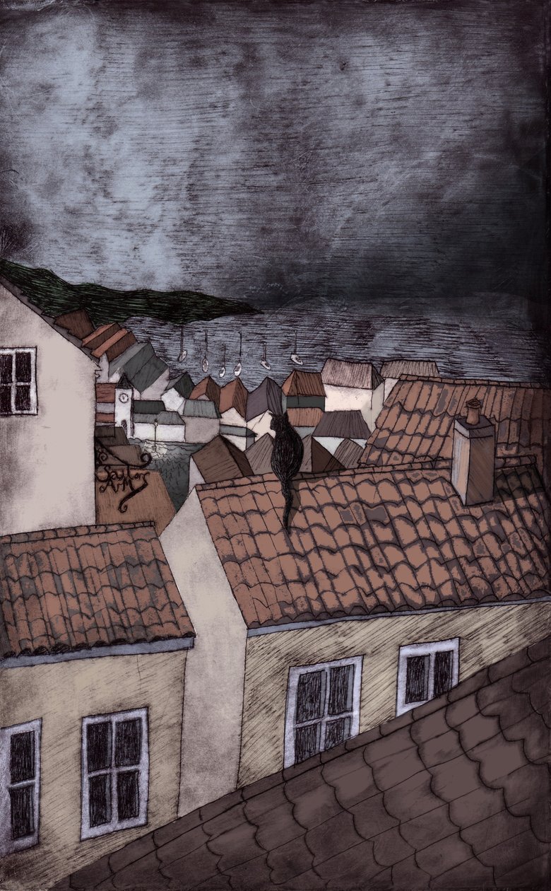 Under Milk Wood, 2013 (tørpunktsætsning og digital) af Charlotte Orr
