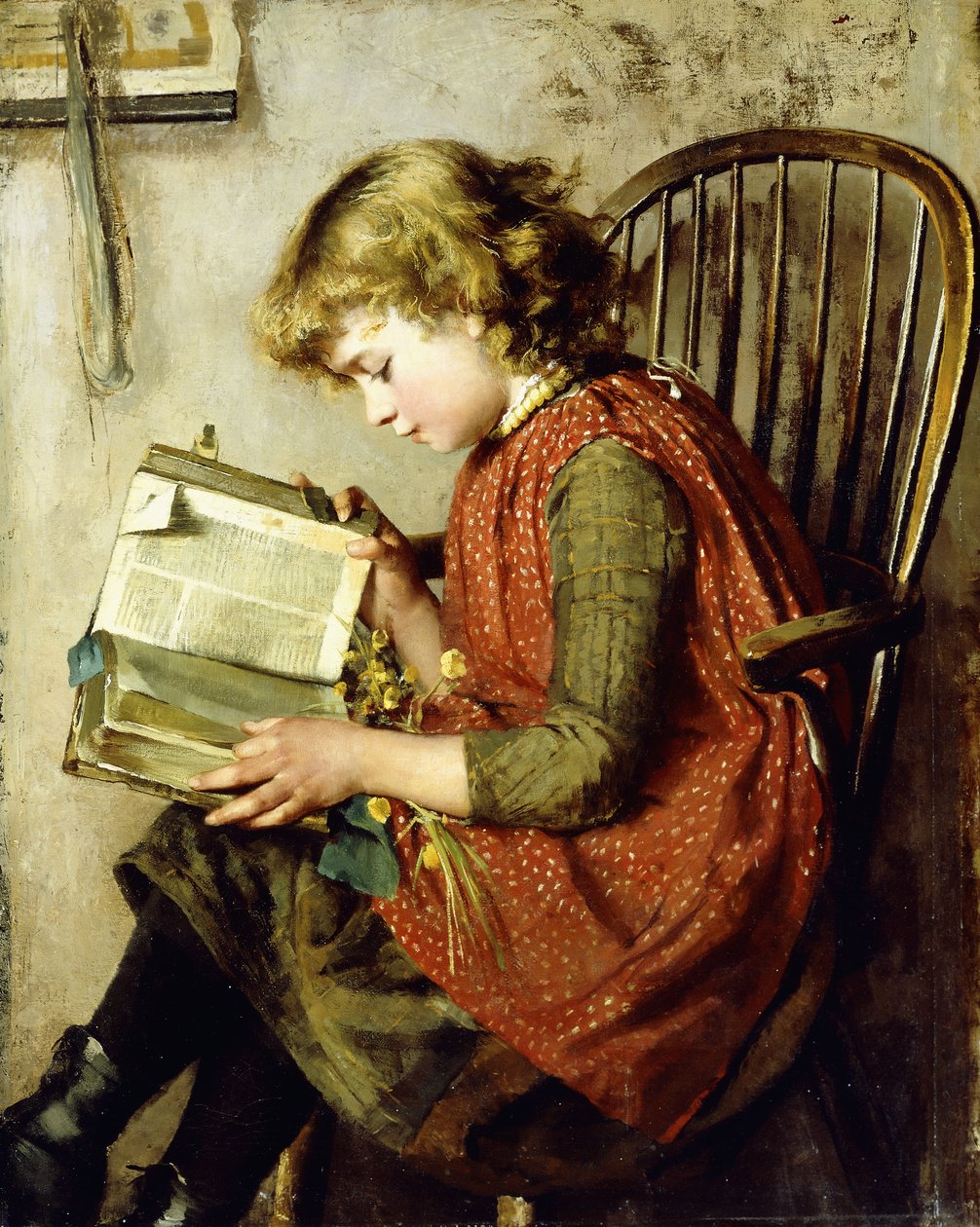 En ung pige læser, 1890 af Charlotte Weeks