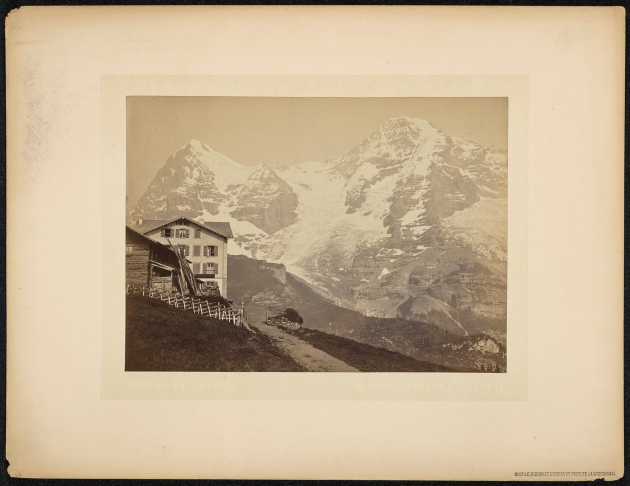 Mönch og Eiger, udsigt fra Wengernalp af Charnaux Frères and Cie.