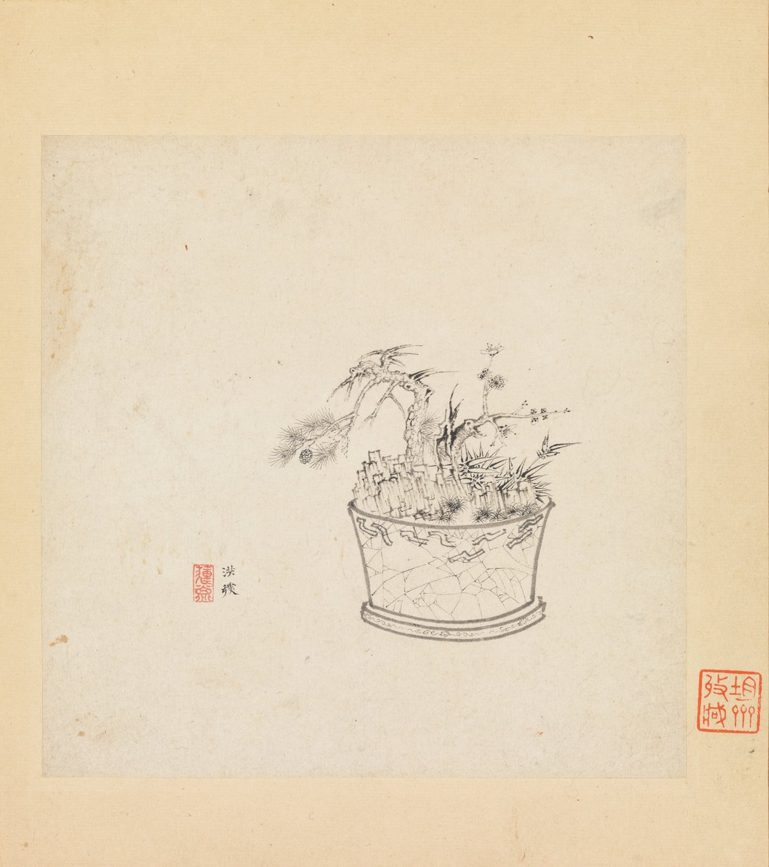 Diverse Studier, et blad dateret 1619. af Chen Hongshou