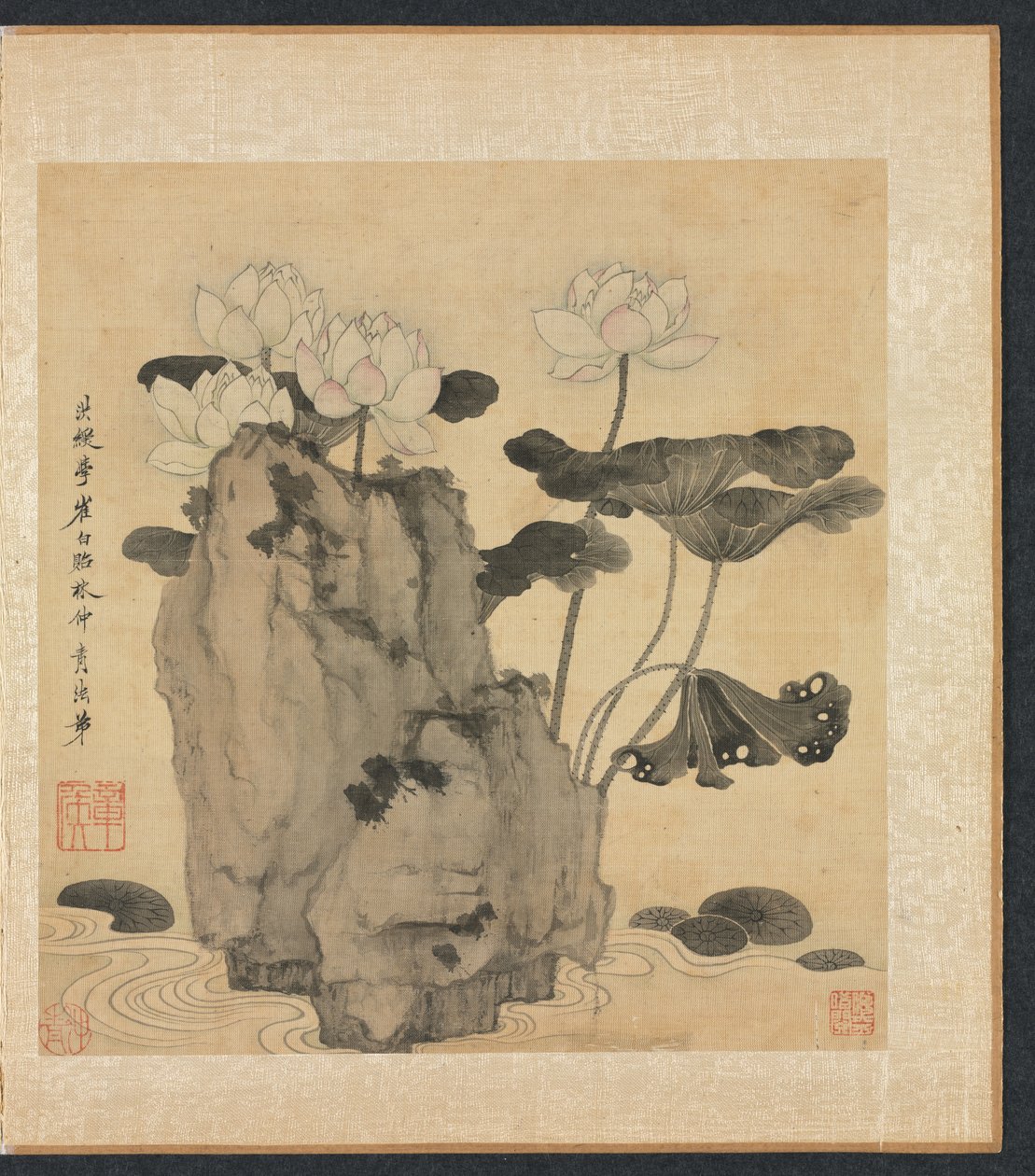 Malerier efter antikke mestre: Lotus og klipper, 1598-1652. af Chen Hongshou