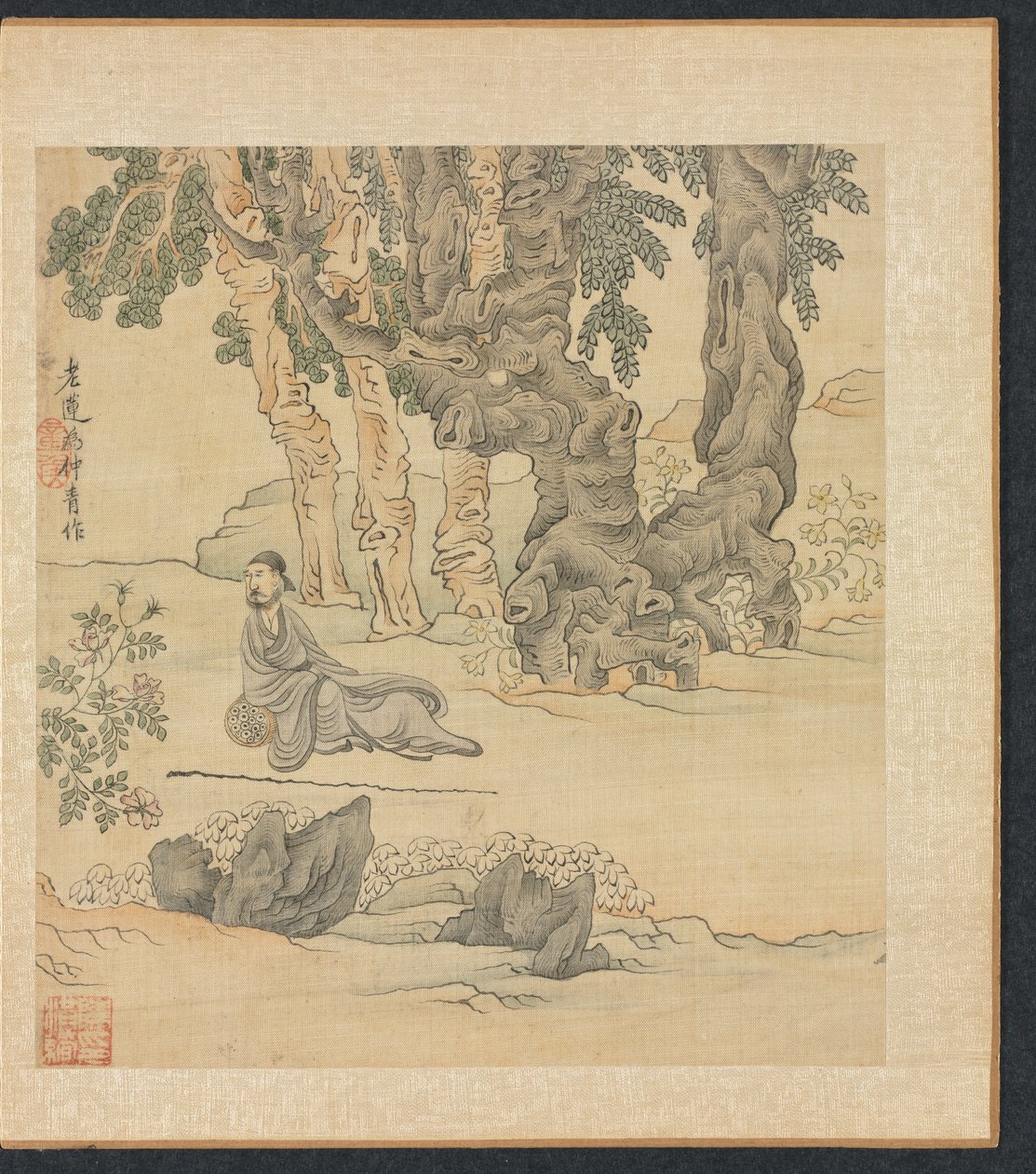 Malerier efter antikke mestre: Portræt af Zhongqing i et landskab, 1598-1652. af Chen Hongshou