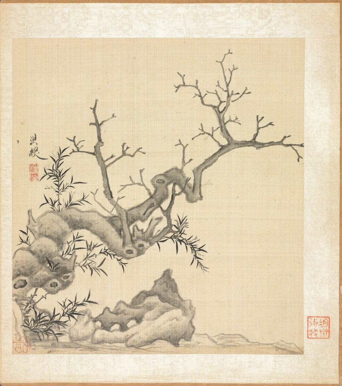 Malerier efter antikke mestre: Rock, Old Tree og Bamboo af Chen Hongshou