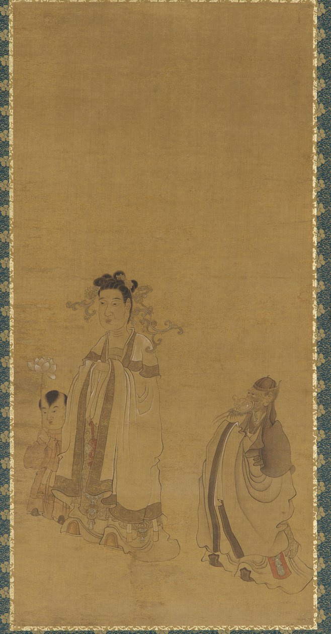 Dragekongen, der ærer Buddha, Ming-dynastiet, begyndelsen af midten af det 17. århundrede. af Chen Hongshou
