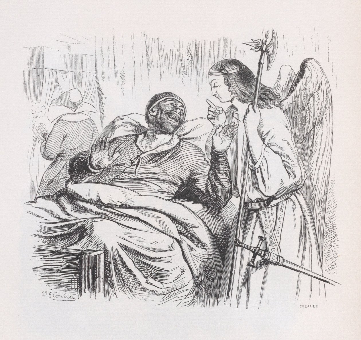 Skytsengelen fra The Complete Works of Béranger, 1836. af Cherrier