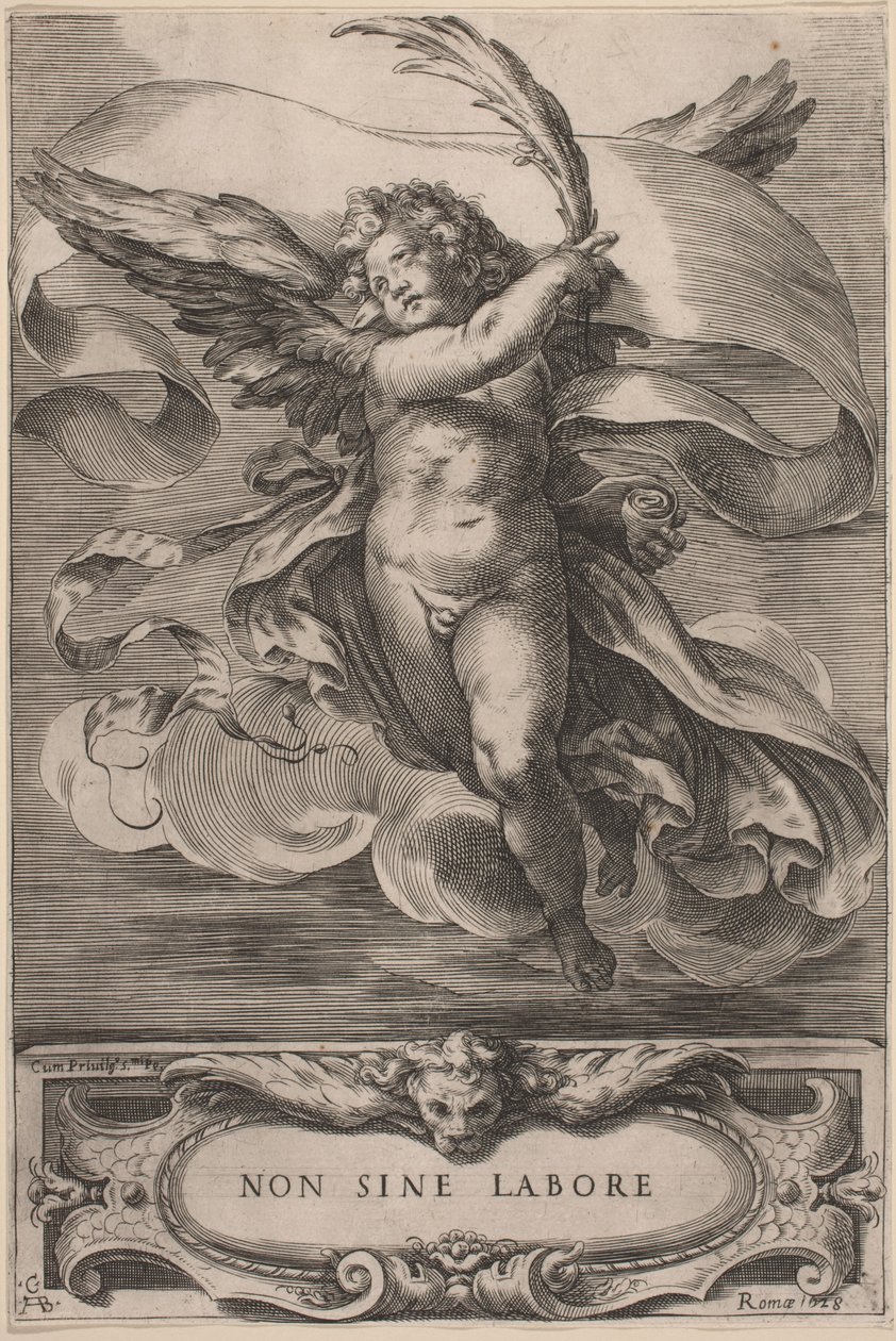 En allegorisk figur: Non sine labore, 1628. af Cherubino Alberti