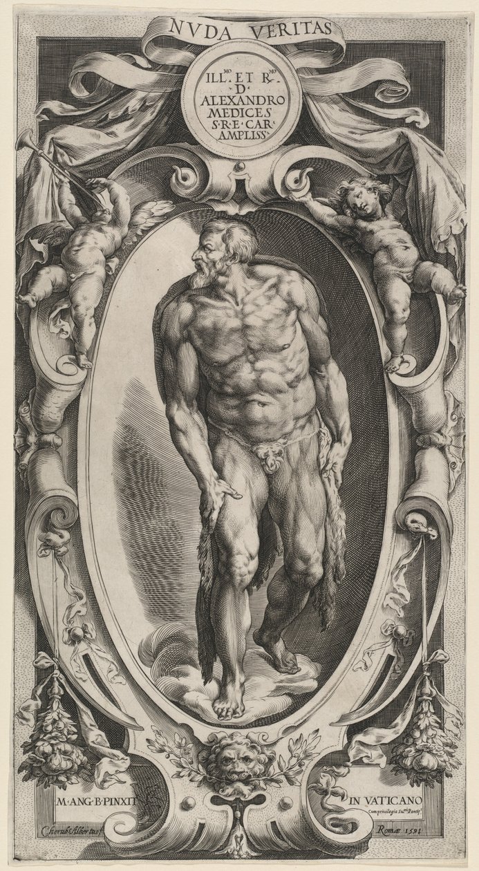 Sankt Johannes Døberen af Cherubino Alberti after Michelangelo