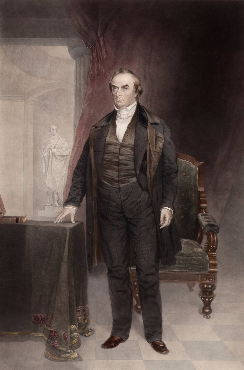 Portræt af Daniel Webster (1782-1852), af Harding, Chester (1792-1866). Mezzotint. Privat samling af Chester Harding