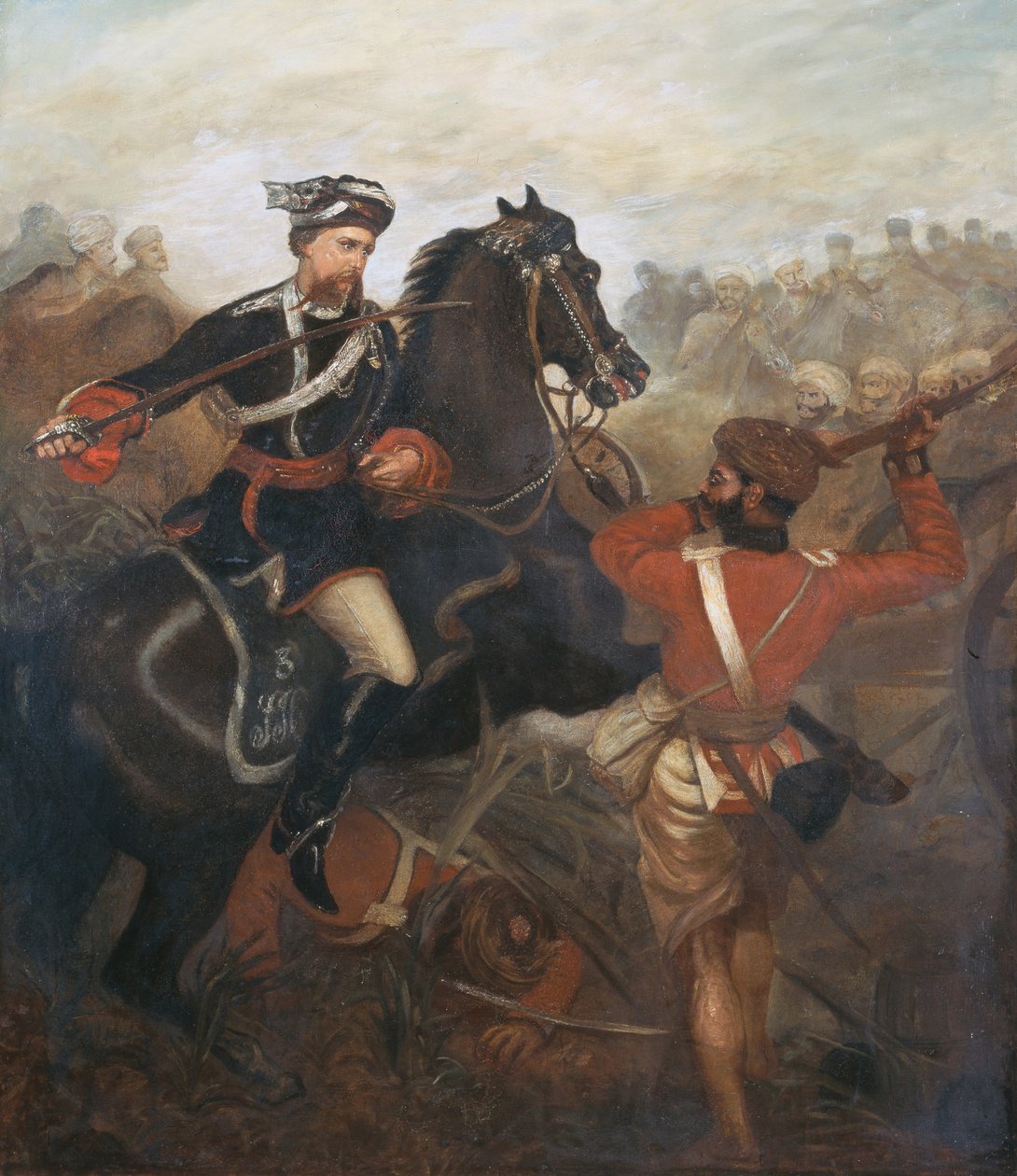 Løjtnant Frederick Robertson Aikman (1828-88) opnåede Victoria Cross i Lucknow under det indiske mytteri den 1. marts 1858, ca. 1860 af Chevalier Louis William Desanges