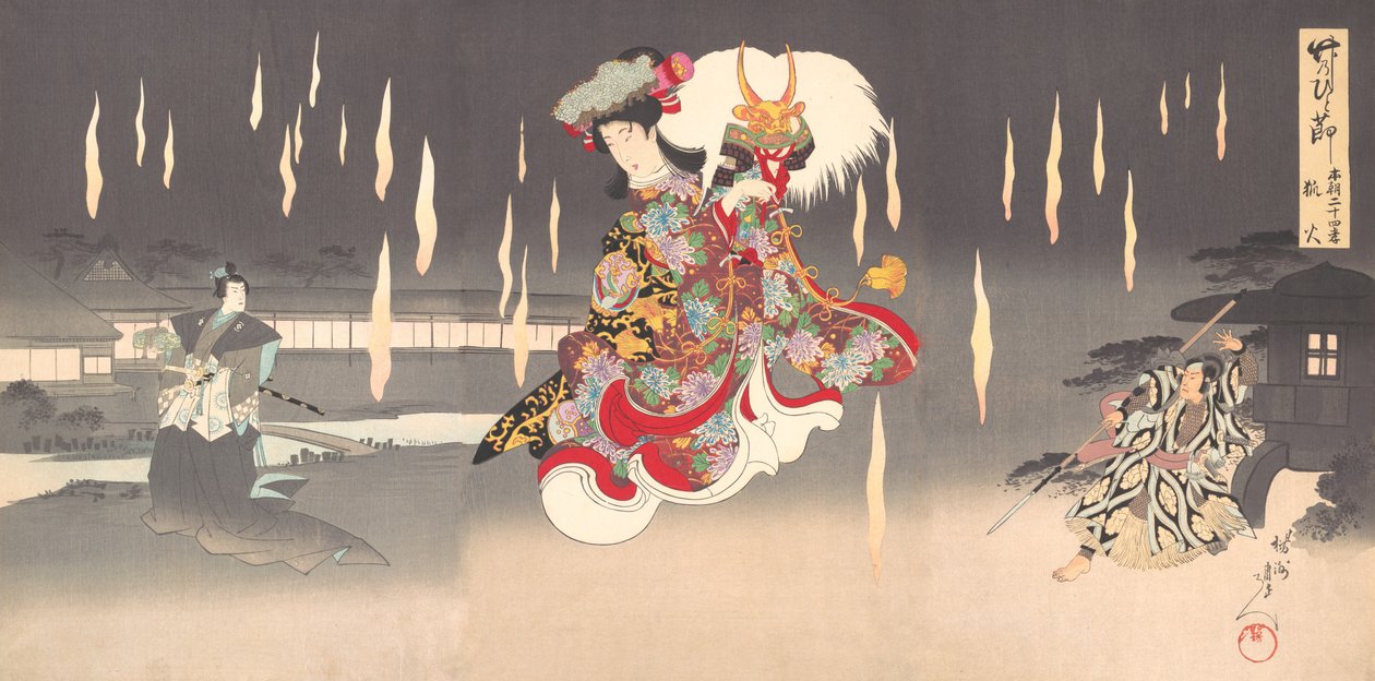 Scene af Foxfire Kitsunebi fra Play Honcho nijushiko, 1898., 1898. af Chikanobu Yoshu