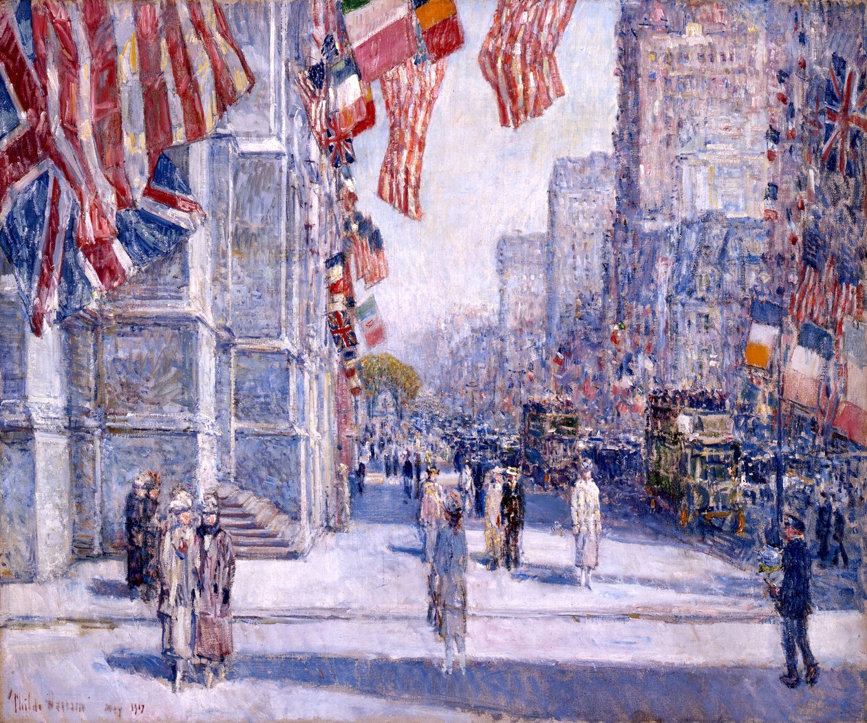 Tidlig morgen på Avenuen i maj 1917 af Childe Hassam