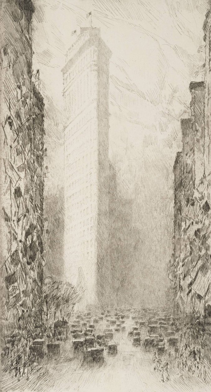Washingtons fødselsdag-Fifth Avenue på 23rd Street af Childe Hassam