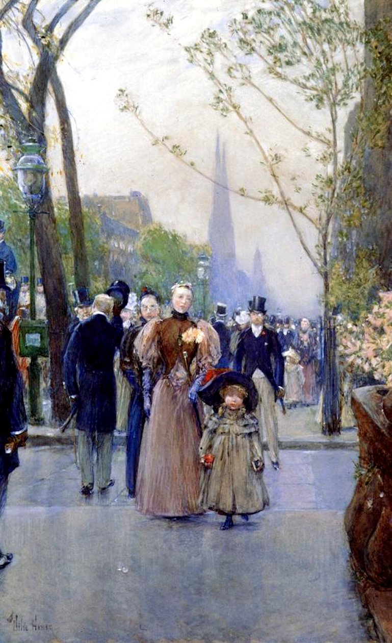 5th Avenue, søndag af Childe Frederick Hassam