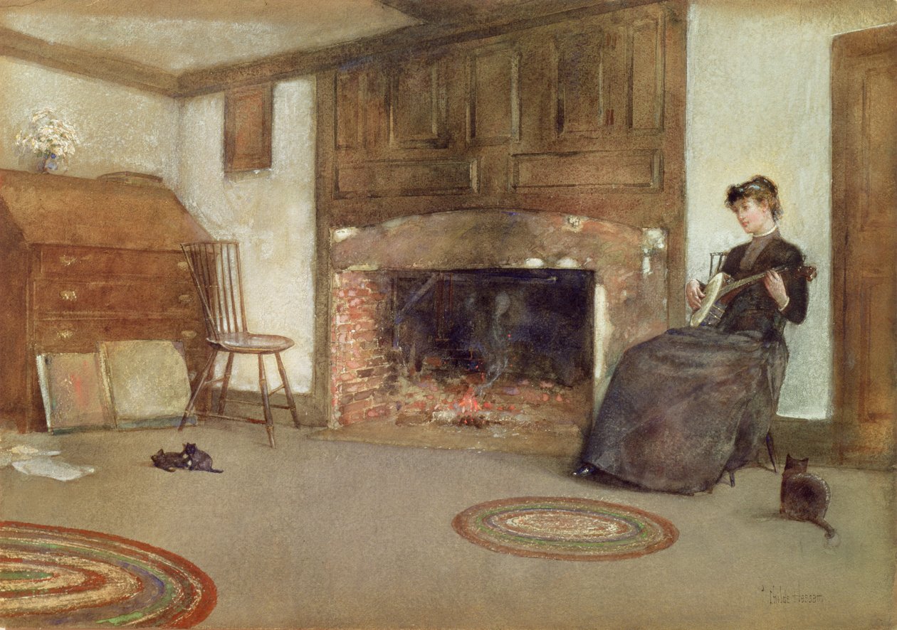 A Familiar Tune, ca. 1880 (akvarel på papir) af Childe Frederick Hassam