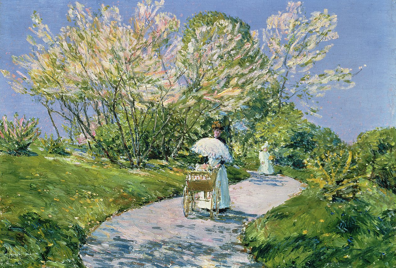 En tur i parken (olie) af Childe Frederick Hassam