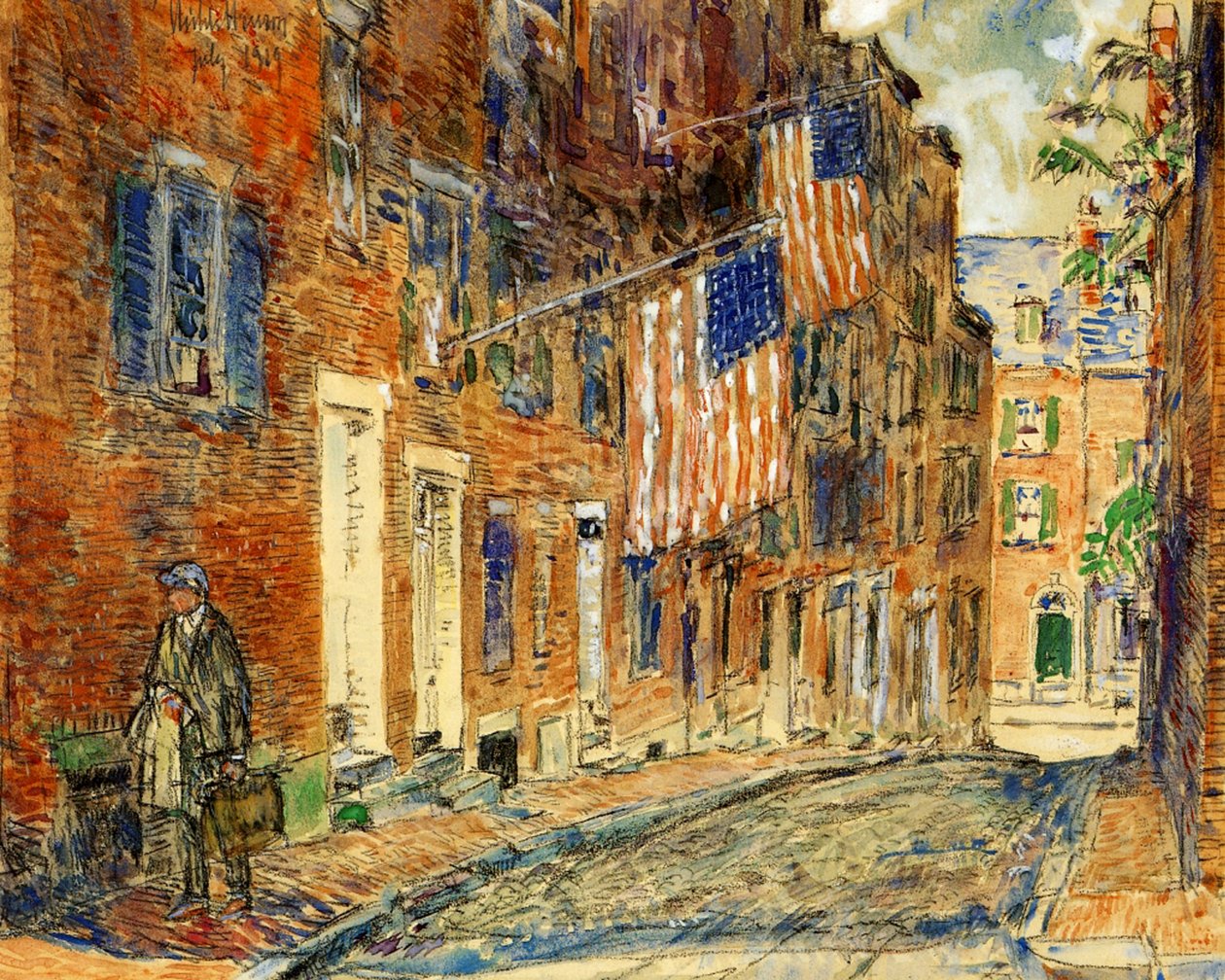 Acorn Street, Boston af Childe Frederick Hassam
