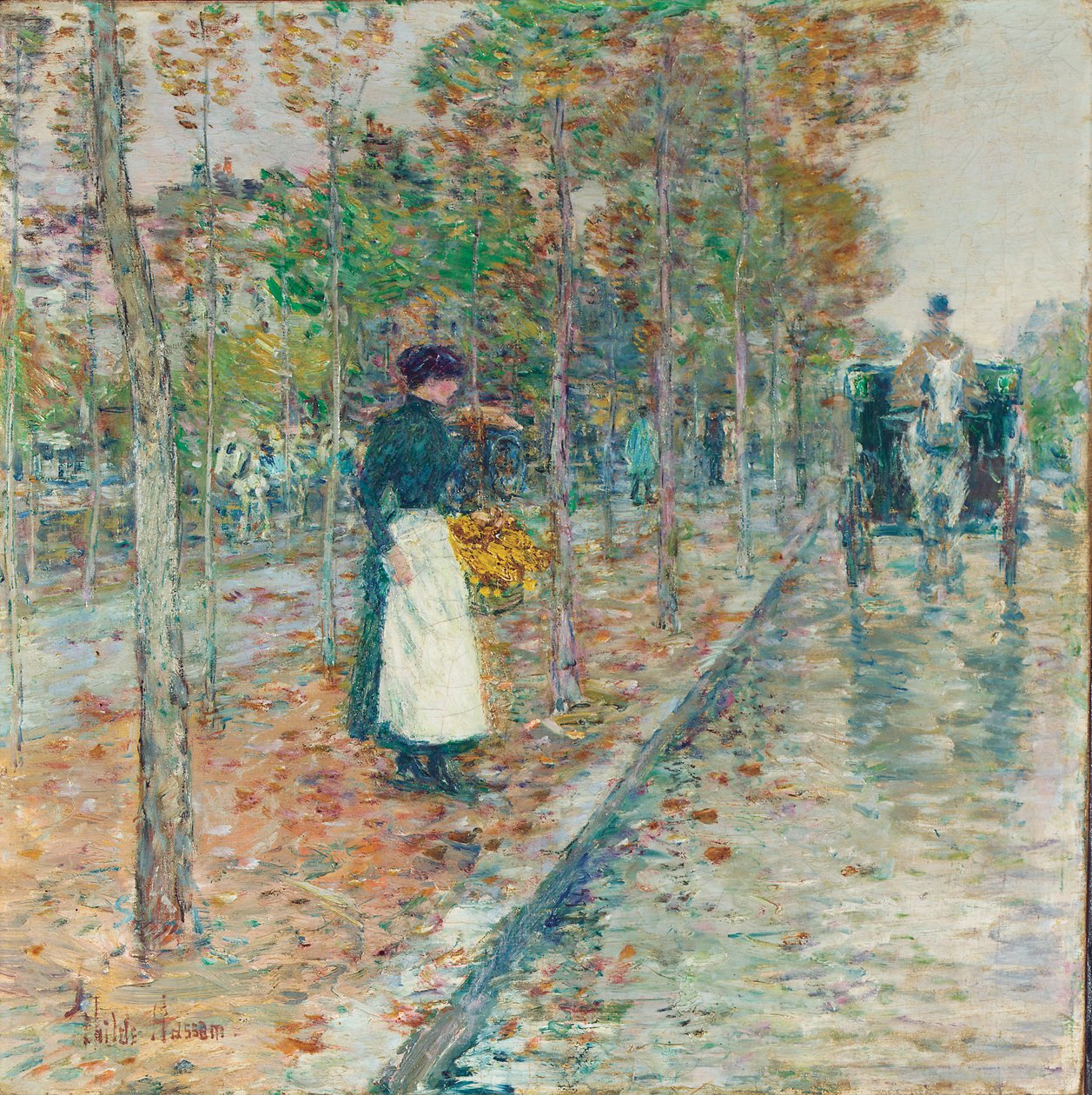 Autumn Boulevard, Paris (olie på lærred) af Childe Frederick Hassam